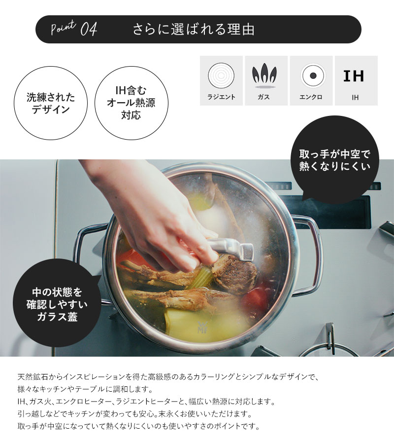 WMF ヴェーエムエフ フュージョンテック ミネラルプロ ローキャセロール 20cm  両手鍋 深型 蓋付き 無水鍋 無水調理鍋 おしゃれ ドイツ製 焦げ付かない IH対応 食洗器対応 丈夫 頑丈  