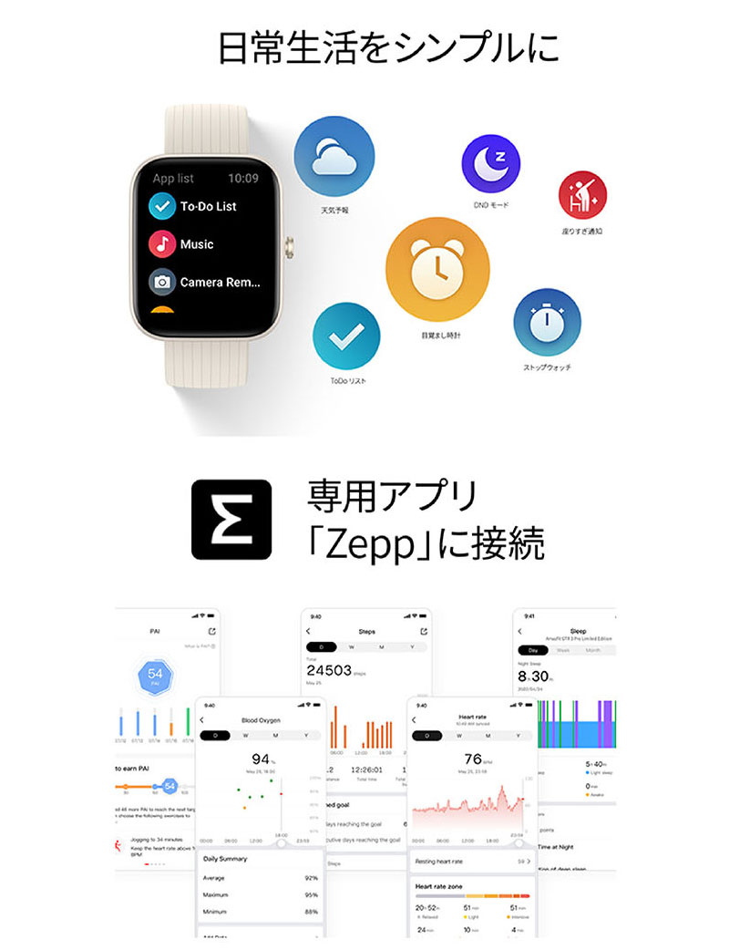 Amazfit アマズフィット Bip 3 Pro  スマートウォッチ レディース おしゃれ 防水 健康管理 スポーツ 運動 記録 睡眠 心拍数 歩数計 iPhone対応 Android対応 アンドロイド対応  