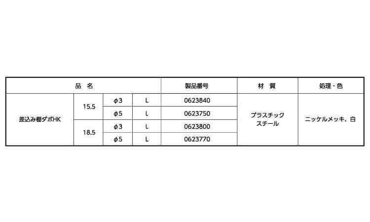差込み棚ダボHK（L ムラコシ製 《標準(または鉄)/ニッケル