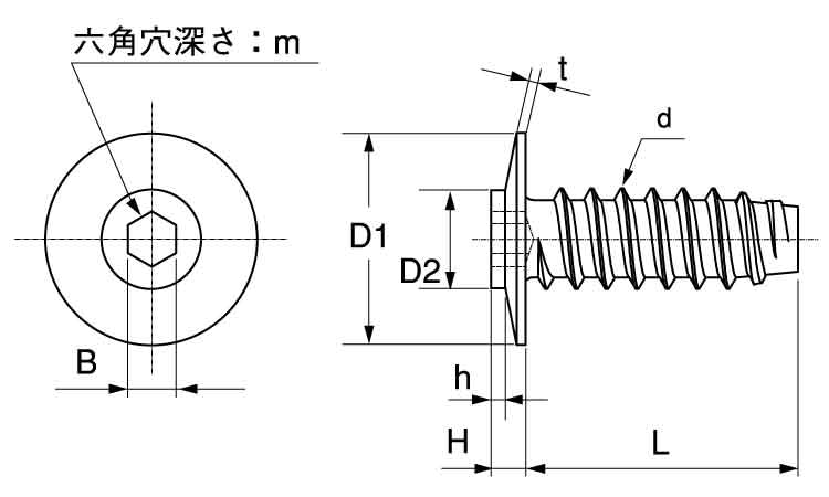 シンヘッドＴＰタッピンＢ０（ＴＨシンヘッドTH-TP-B0  X 標準(または鉄) 三価ホワイト - 2