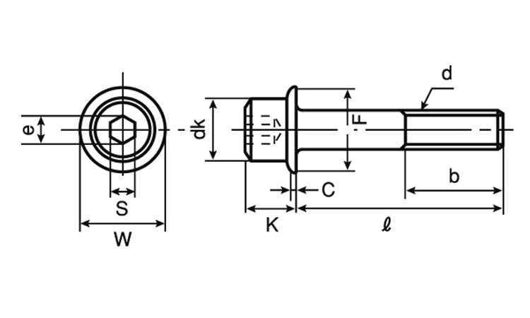 M5X12 ﾌﾗﾝｼﾞｿｹｯﾄ ｽﾃﾝﾚｽ(303､304､XM7等) 生地(標準) - ネジ・釘・金属素材