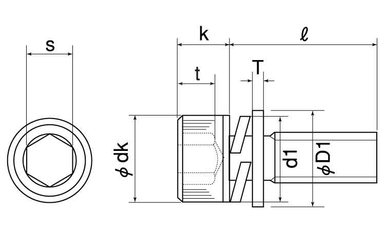 M5X20 CAP(HSK(光精工 ｽﾃﾝﾚｽ(303､304､XM7等) 生地(標準) - ネジ・釘