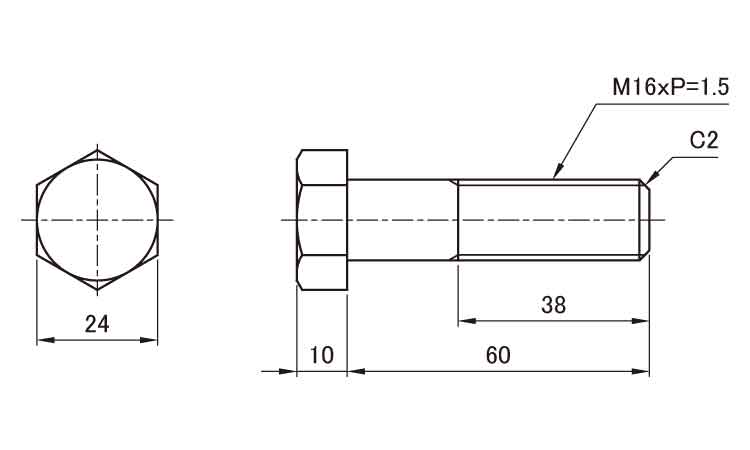 M20X160 8.8六角ﾎﾞﾙﾄ(半ねじ 鉄(標準) 生地(標準) 数量1個 - ネジ・釘