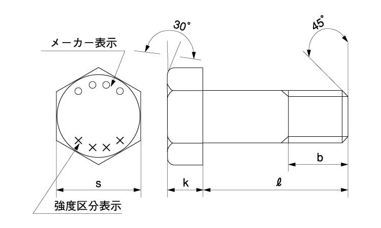 鉄(SCM435) 酸化鉄被膜 六角ボルト 強度区分：10.9 (全ねじ) Ｍ５２×１６０ (1本入り) - 4