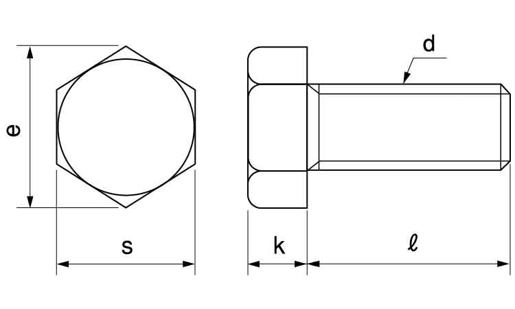 六角ボルト（全（頭部ノーマーク 《標準(または鉄)/クローム》 ボルト,標準(または鉄),クローム ネジショップ