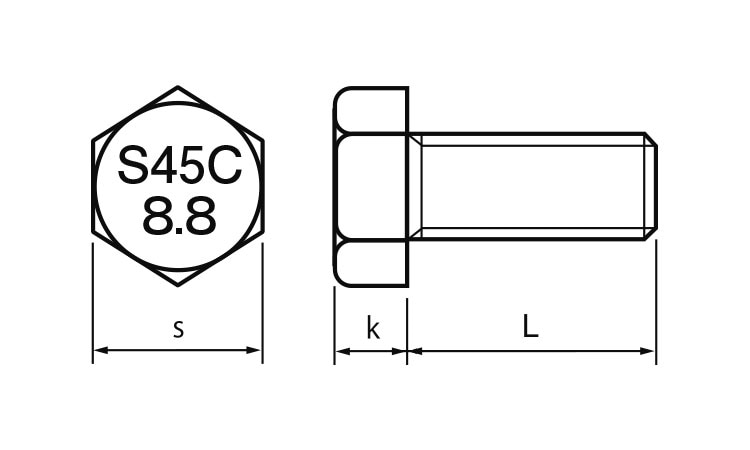 鉄 酸化鉄被膜 六角ボルト 強度区分：8.8 (半ねじ) Ｍ３０×４００ (1本入り) - 3