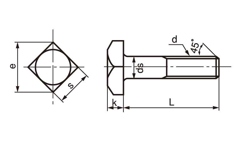 四角ＢＴ（半）ＪＩＳ規格 《標準(または鉄)/ユニクロ》 | 特殊ねじ
