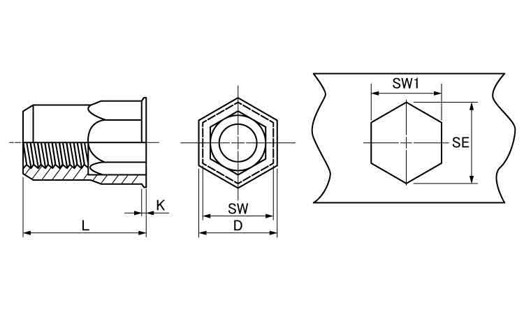 ブラインドＮ（ステン（半六角皿頭ブラインドNステンSFHEX SS-HA-SM10 標準(または鉄) 生地(または標準) - 3