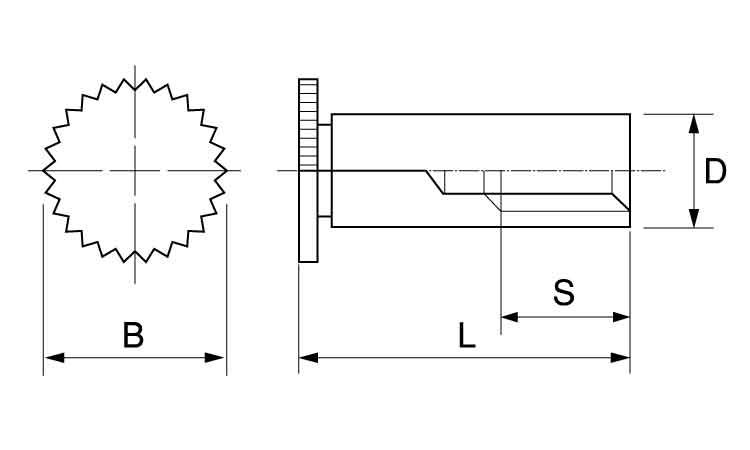 クリンチスペーサー軸細（ＴＢＤＦクリンチスペーサーTBDF 4.2M3-7 標準(または鉄) 三価ホワイト - 1