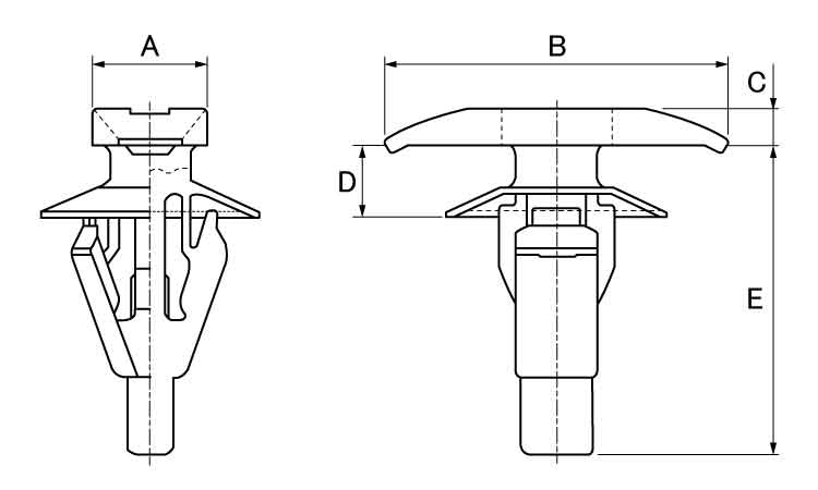 ウェザーストリップクリップ 《標準(または鉄)/樹脂着色 黄緑色