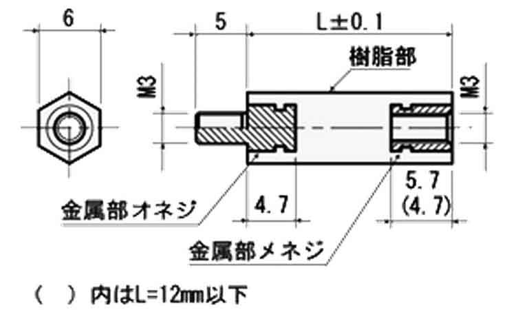 ＰＰＳ 六角スペーサー（ＢＭＰＥ 《標準(または鉄)/生地(または標準