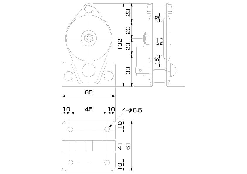 固定滑車（TS 《ｽﾃﾝﾚｽ(303､304､XM7等)/生地(または標準)》 | 金具類