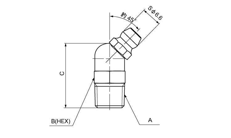 グリスニップル（JIS規格45度 《標準(または鉄)/三価ホワイト