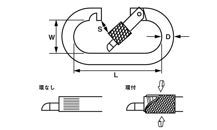 カラビナジュニア【10個】カラビナジュニア KJR-2 ステンレス(303、304