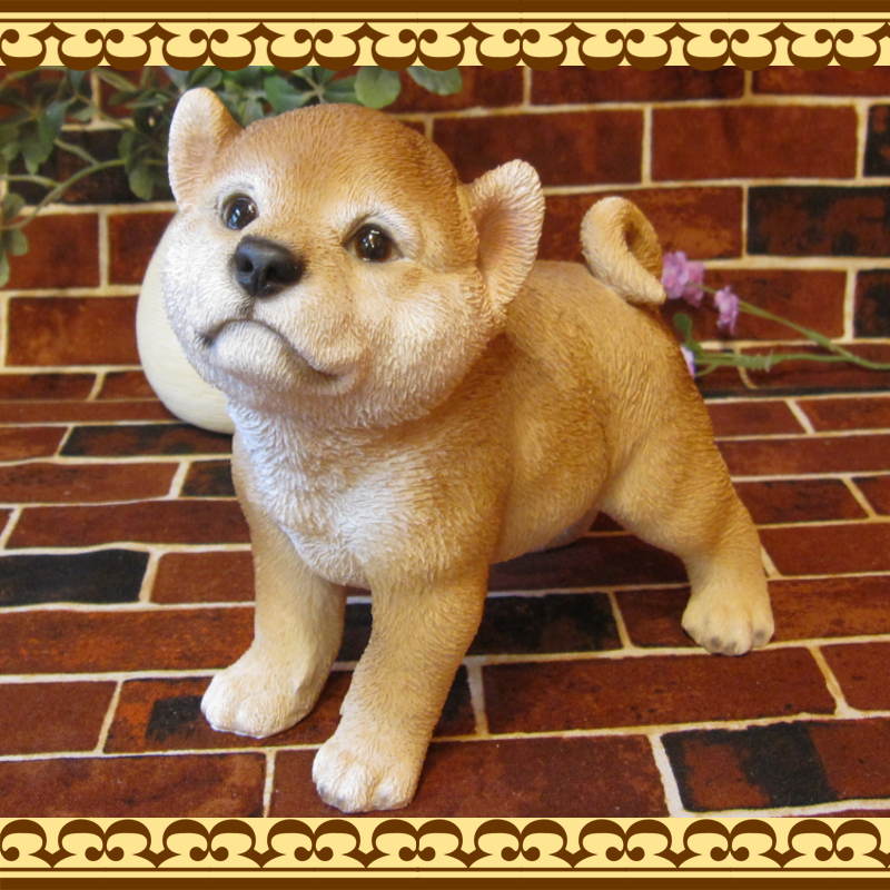 柴犬の置物 豆柴 子いぬ お散歩中 イヌオブジェ リアル フィギュア ガーデニング 玄関先 お部屋のインテリアにお庭のオーナメントとしても かわいい動物グッズの通販なら 雑貨の森 Ki Ra Ra