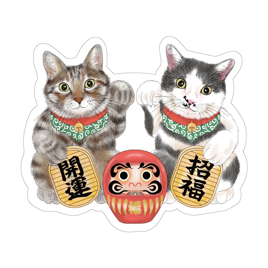 招き猫デザインのオリジナルカード