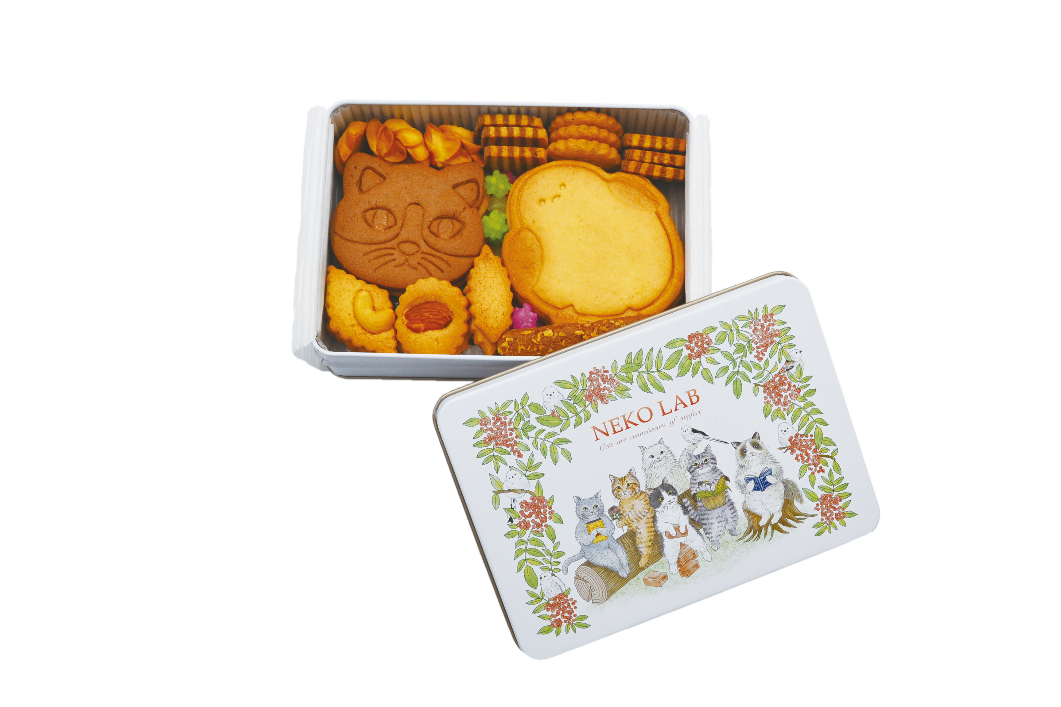 雪の妖精シマエナガと猫のクッキー缶 | クッキー缶 | NEKOLAB