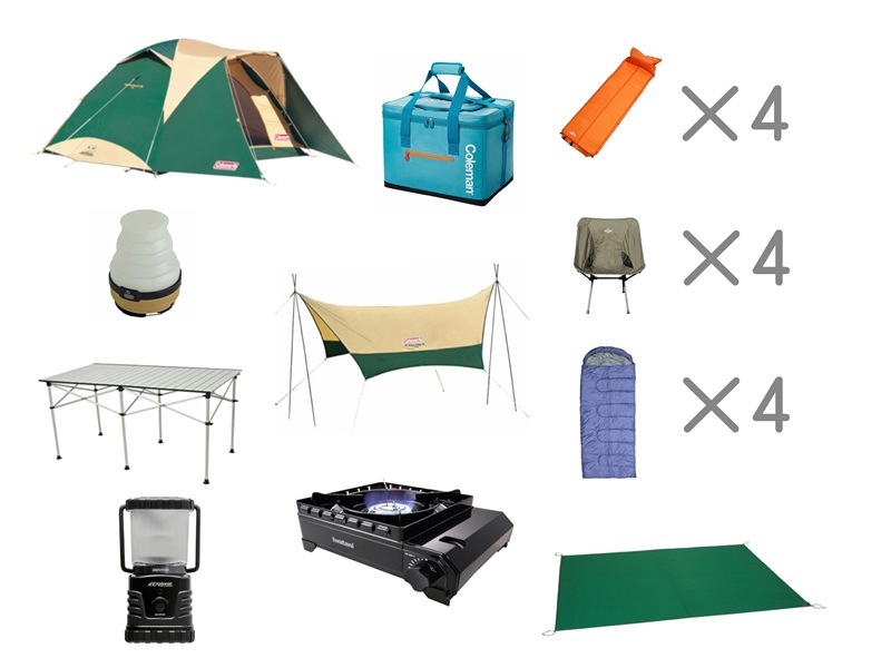 キャンプセットです キャンプセットプレミアム＜4名様用＞ | キャンプ用品レンタル店【New