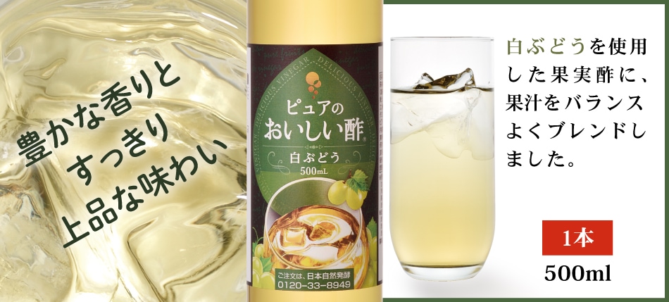 おいしい酢　フルーツビネガー 《白ぶどう》 500ml １２本-日本自然発酵 [おいしいWeb]