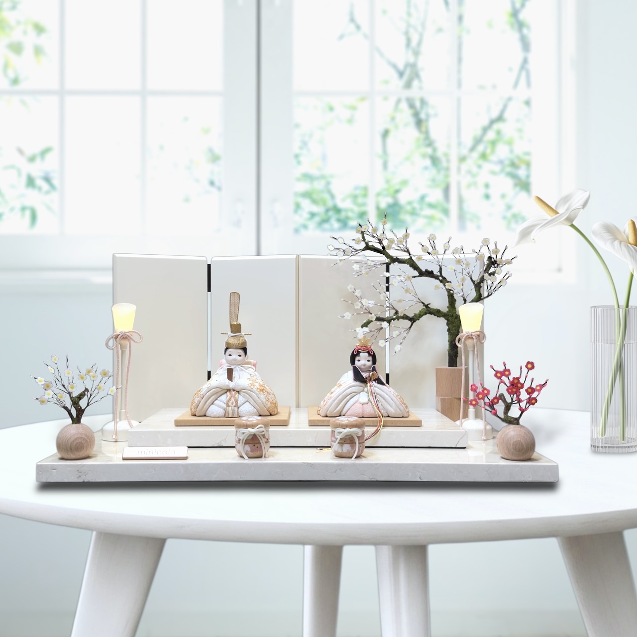 まこちゃん❗️豪華米州宝山雛 木目込人形7段飾り 手織り麻の木目込み