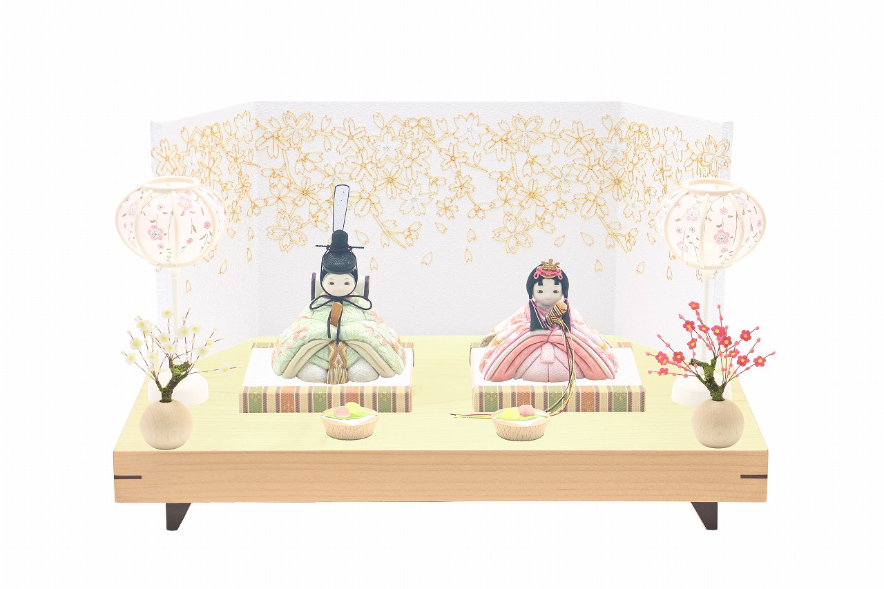 rico紗香（さやか）木目込み親王飾り雛人形 デプト台 金桜刺繍屏風