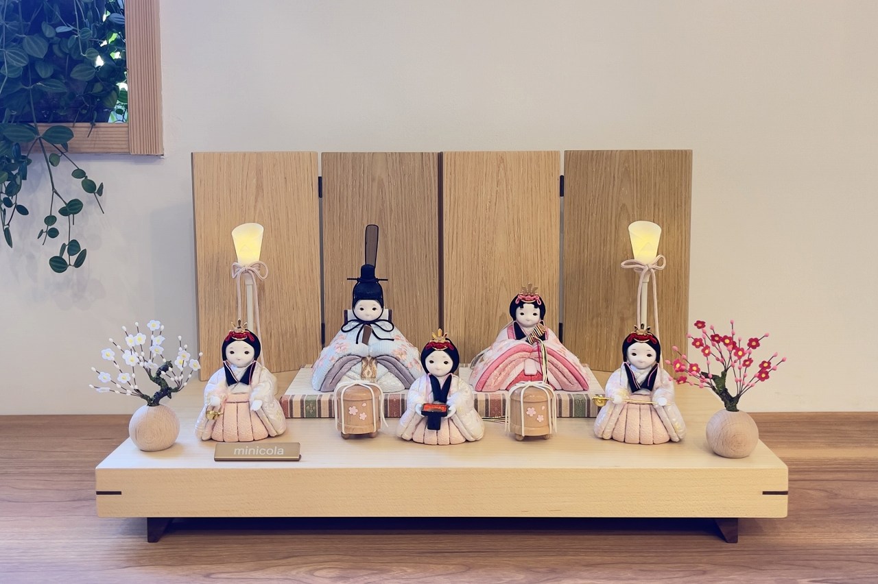 インスタグラム掲載 rico沙羅（さら）木目込み五人飾り雛人形 デプト台