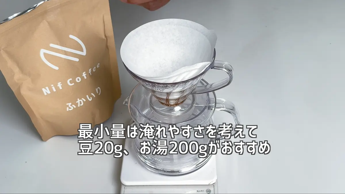 20gのコーヒー豆でアイスコーヒーをハンドドリップしている様子