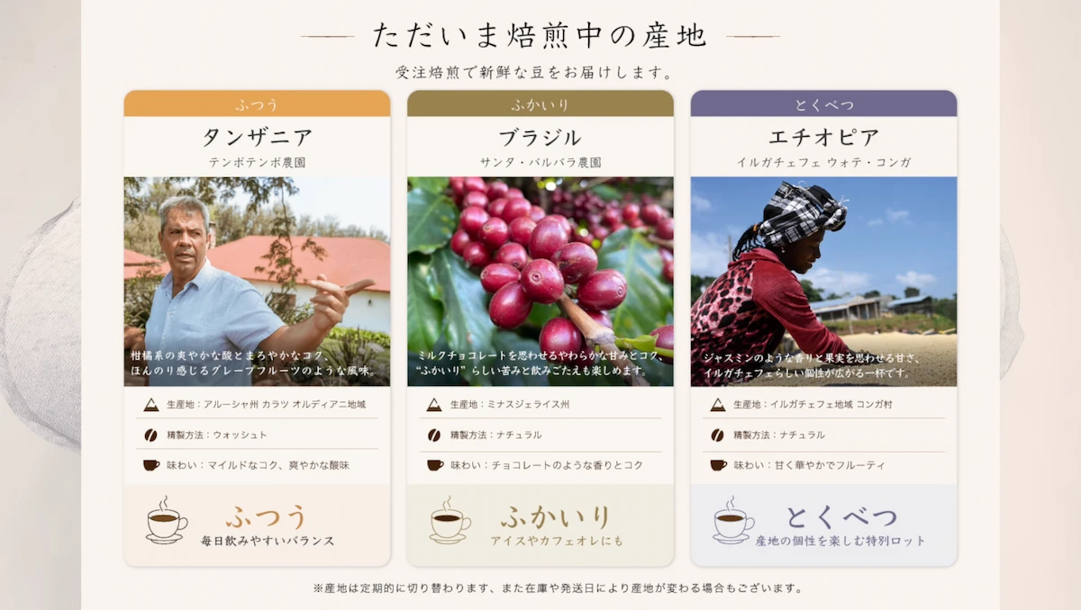 コーヒーの飲み比べで飲む順番を確認している様子