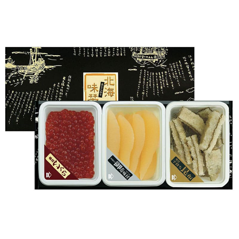 北海味栞 100g 3品【数の子・いくら・子持ち昆布】箱入 井原水産