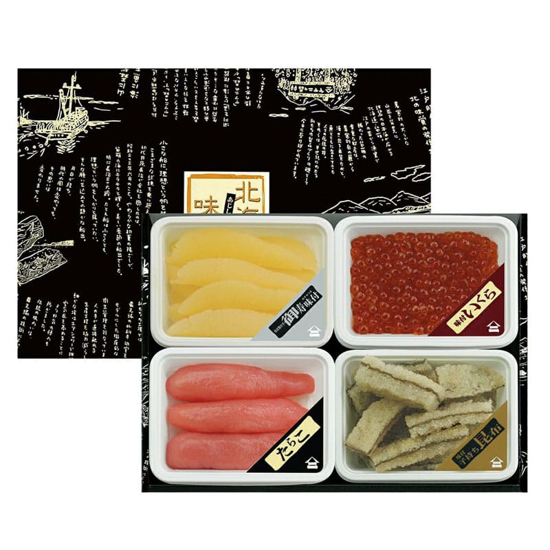 北海味栞 100g 4品【数の子・いくら・子持ち昆布・たらこ】箱入 井原水産