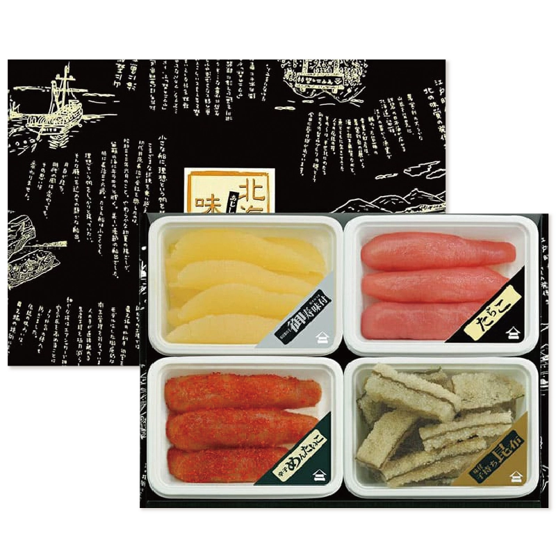 北海味栞 100g 4品【数の子・子持ち昆布・たらこ・明太子】箱入 井原水産
