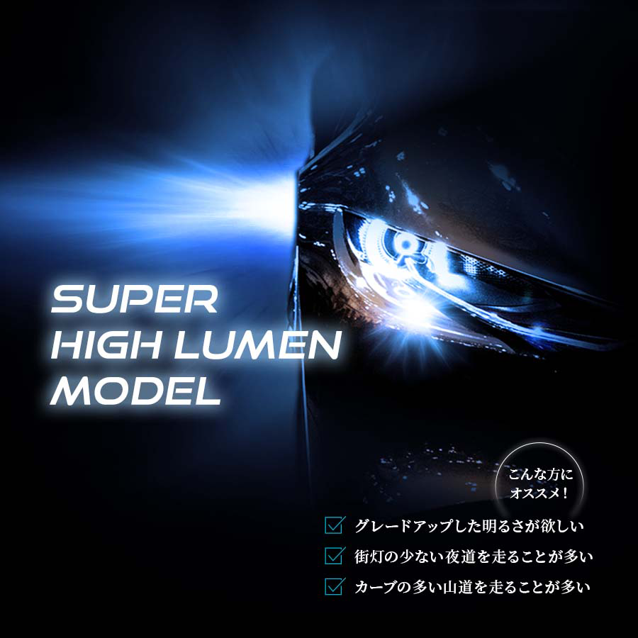 スーパーハイルーメンモデル】HB3 ハイエース ハイビーム専用 かんたん取付交換 6400lm(ルーメン) 5500K / 6500K 車検対応 爆光  2個セット｜日本製LEDヘッドライト・フォグの日本ライティング