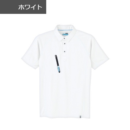 0016/旭蝶/クールコア/半袖ポロシャツ/ホワイト