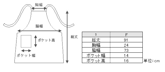 サミットエプロンのサイズ表