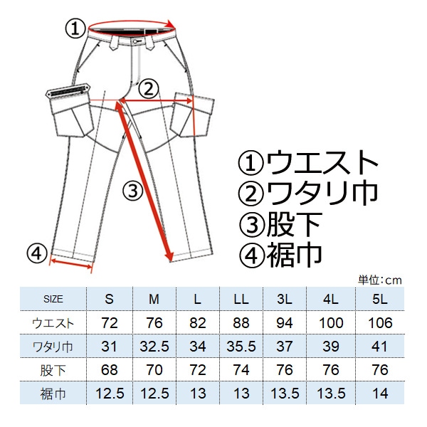 寅壱8880-235　サイズ表