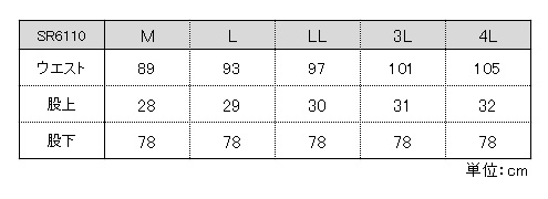 SR6110サイズ表