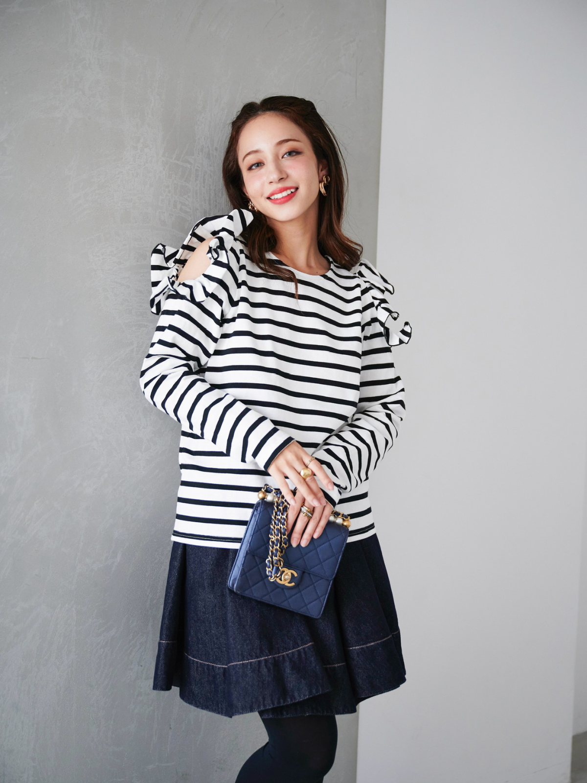 ボーダーカットアウトトップス