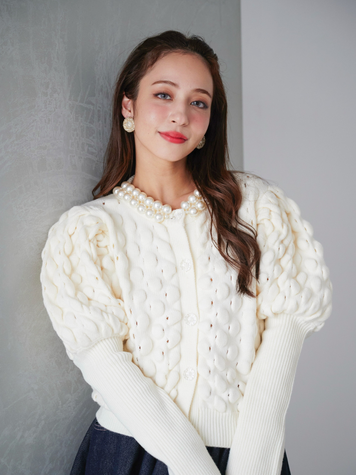 パールカーディガン/ホワイト