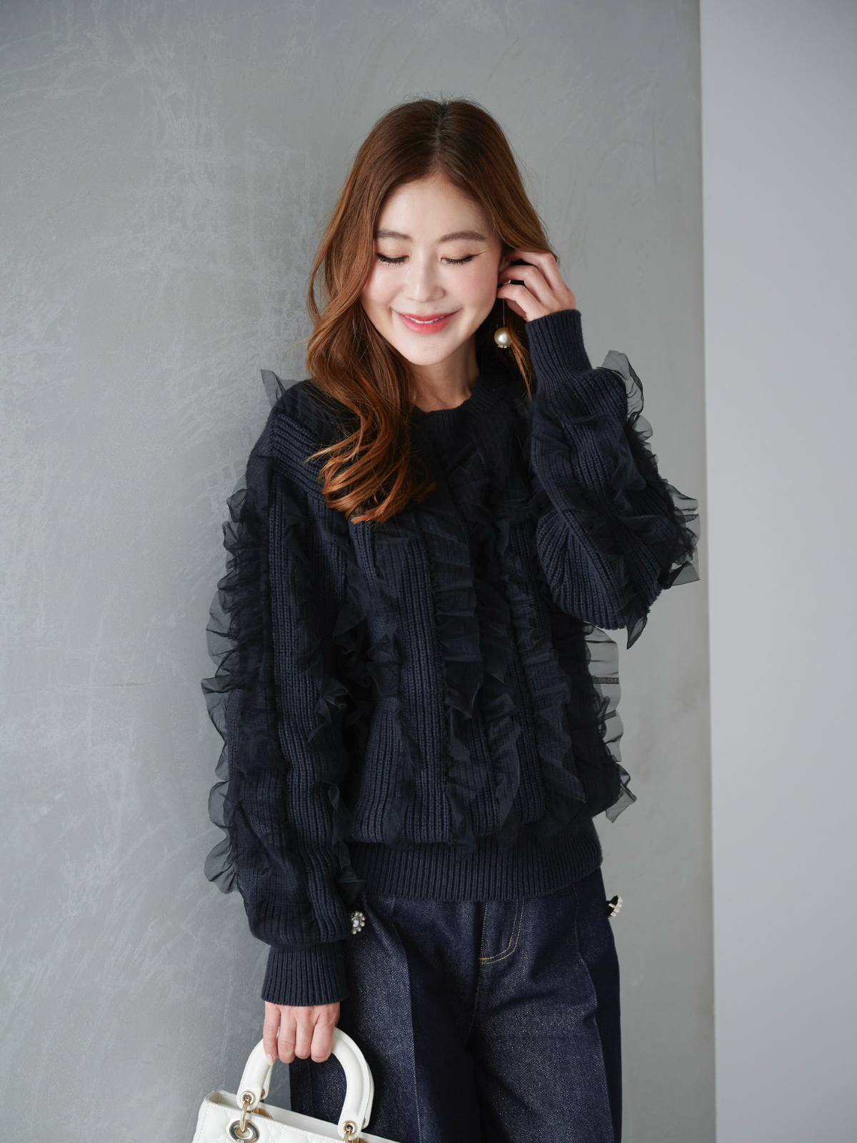 グレーリボンジャンパーワンピース