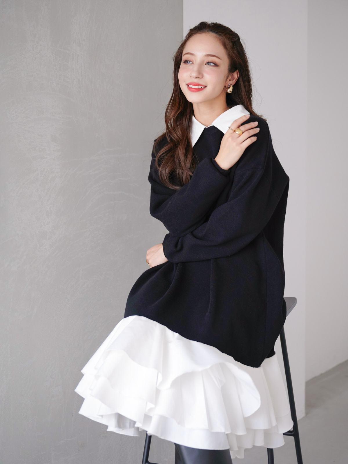 ボーダーカットアウトトップス