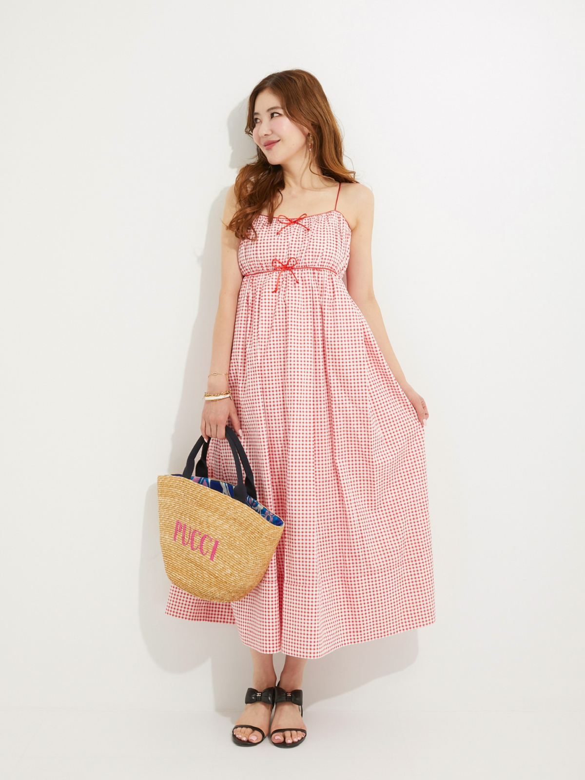 グレーリボンジャンパーワンピース