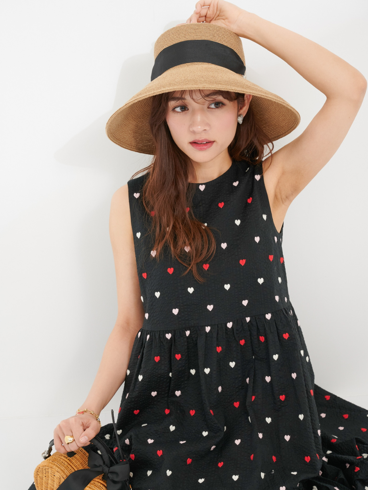 グレーリボンジャンパーワンピース