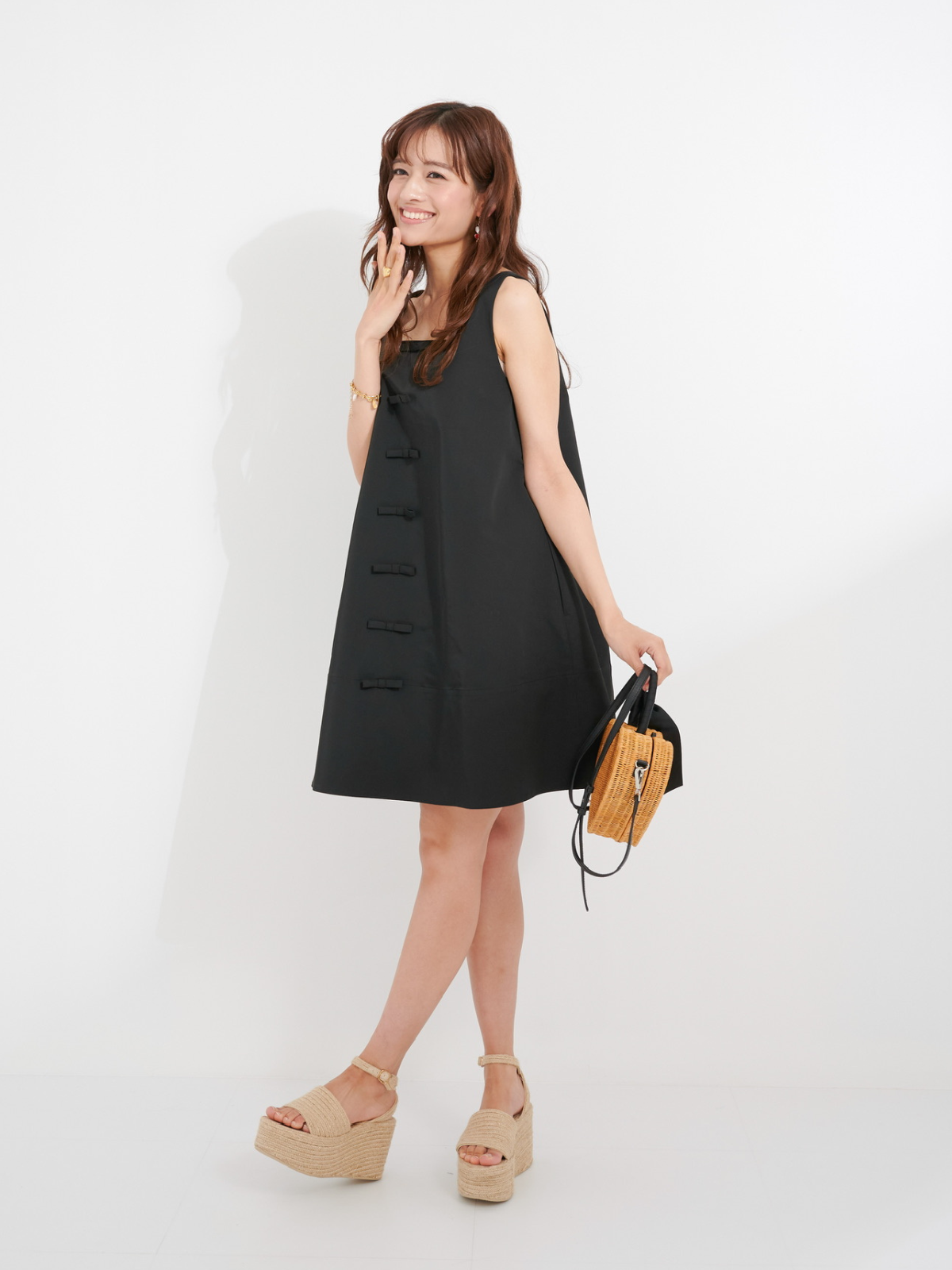 グレーリボンジャンパーワンピース