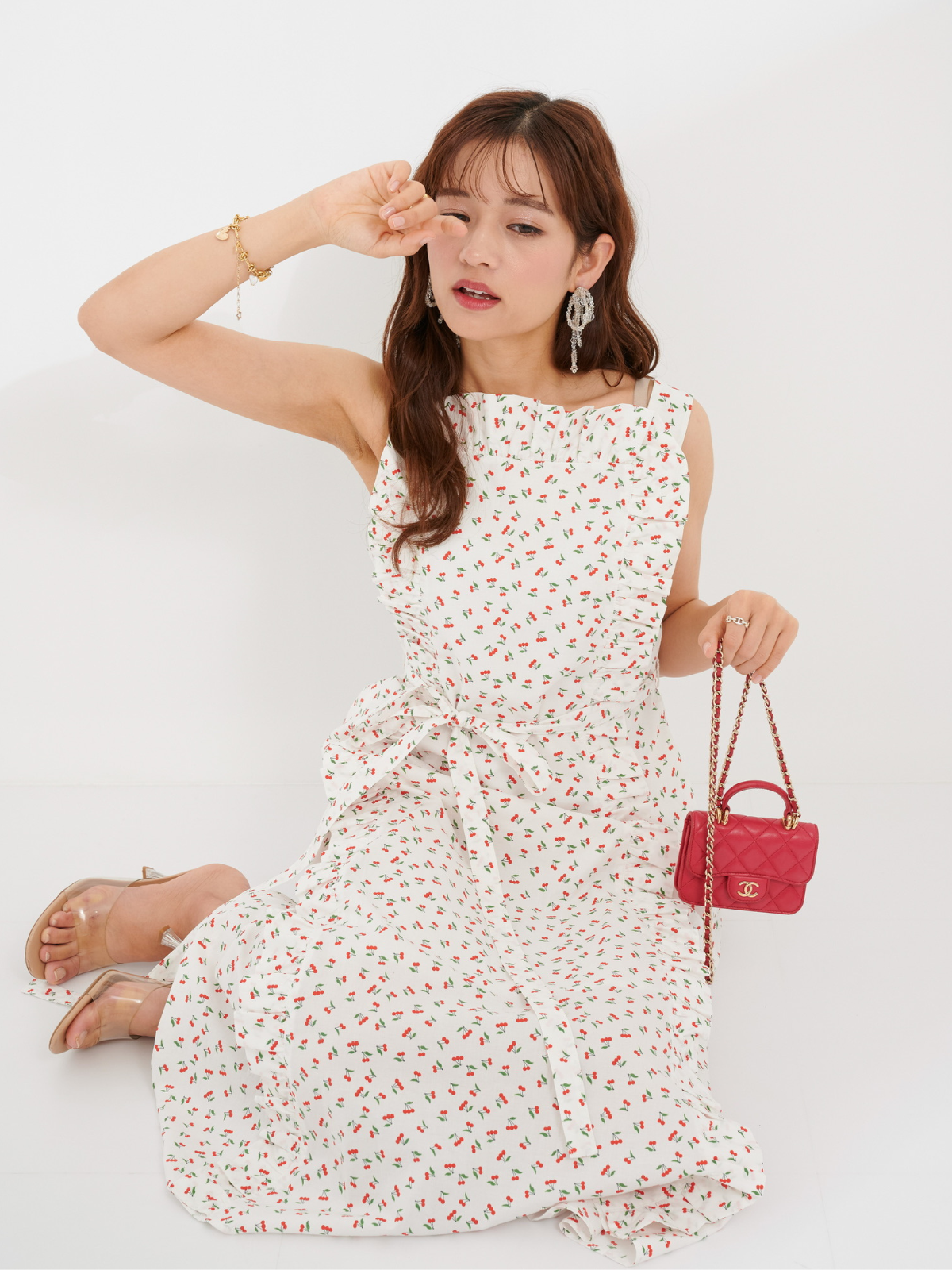 グレーリボンジャンパーワンピース