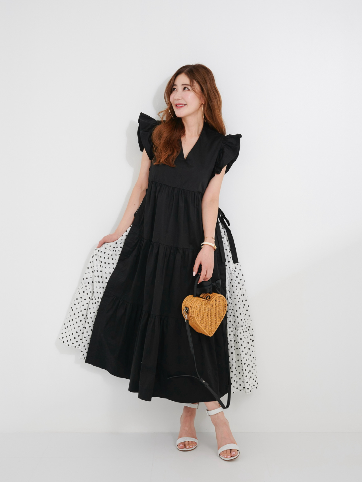 グレーリボンジャンパーワンピース