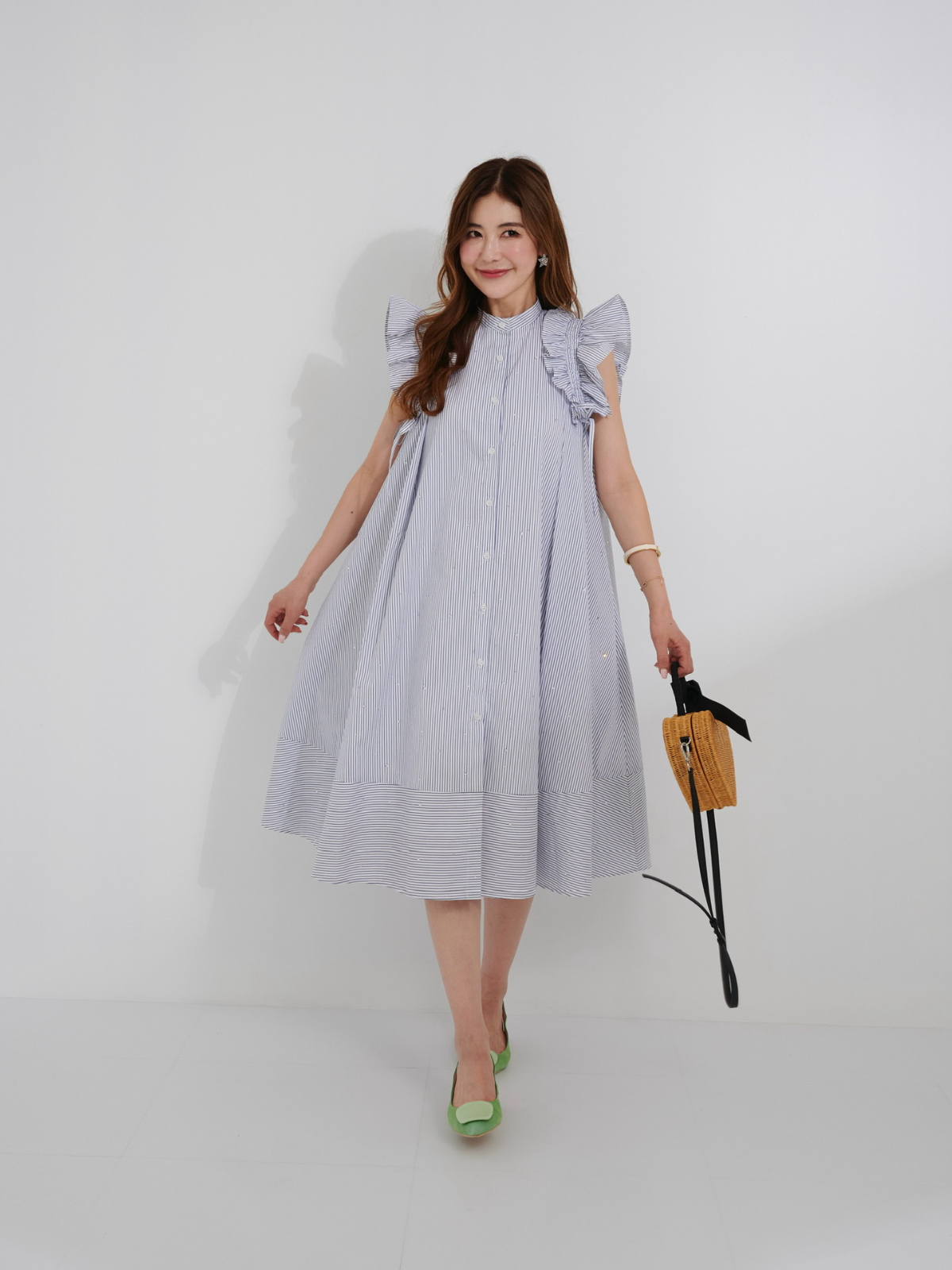 グレーリボンジャンパーワンピース