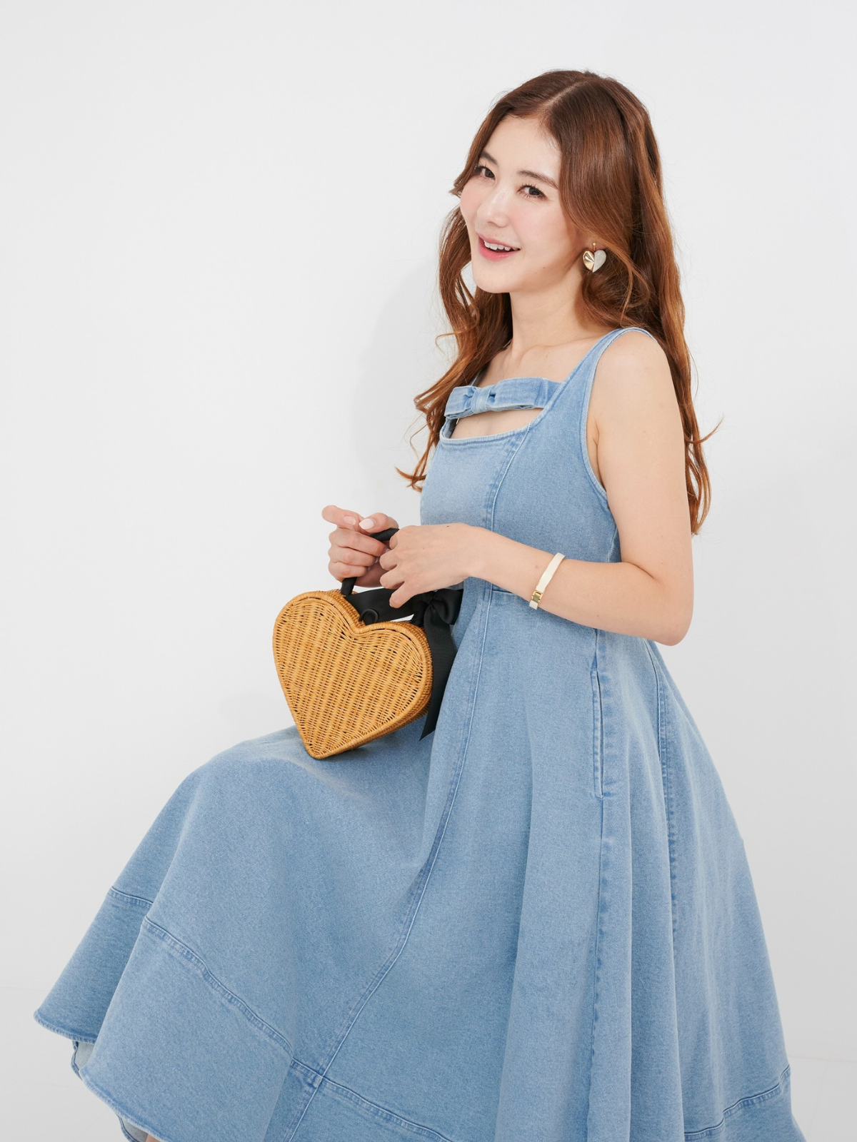 グレーリボンジャンパーワンピース