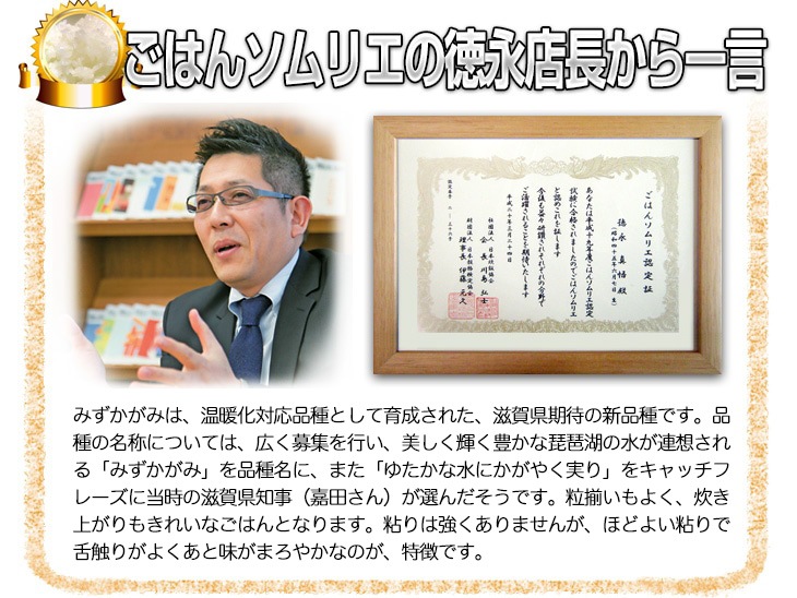 令和元年産 19年 滋賀産 みずかがみ 特a評価 300g 2合 3パック 真空パック 白米 ゆうパケット便送料込 おいしいお米の通販 販売はくりやのブランド米