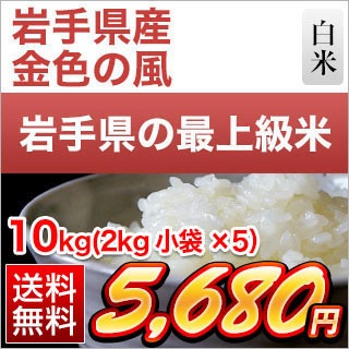 令和2年 年 岩手県産 金色の風 白米 岩手の最高級米 新品種 10kg 2kg 5袋 送料無料 米袋は真空包装 おいしいお米 の通販 販売はくりやのブランド米