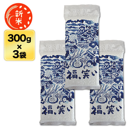 新米 福島県産 福、笑い 白米 300g(2合) × 3パック 真空パック【ゆう